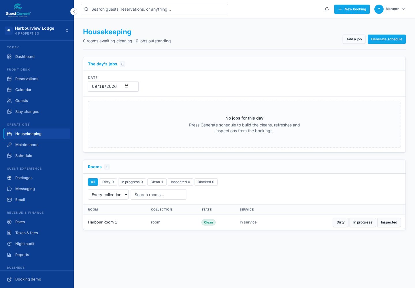 GuestCurrent operations interface using fictional demonstration data