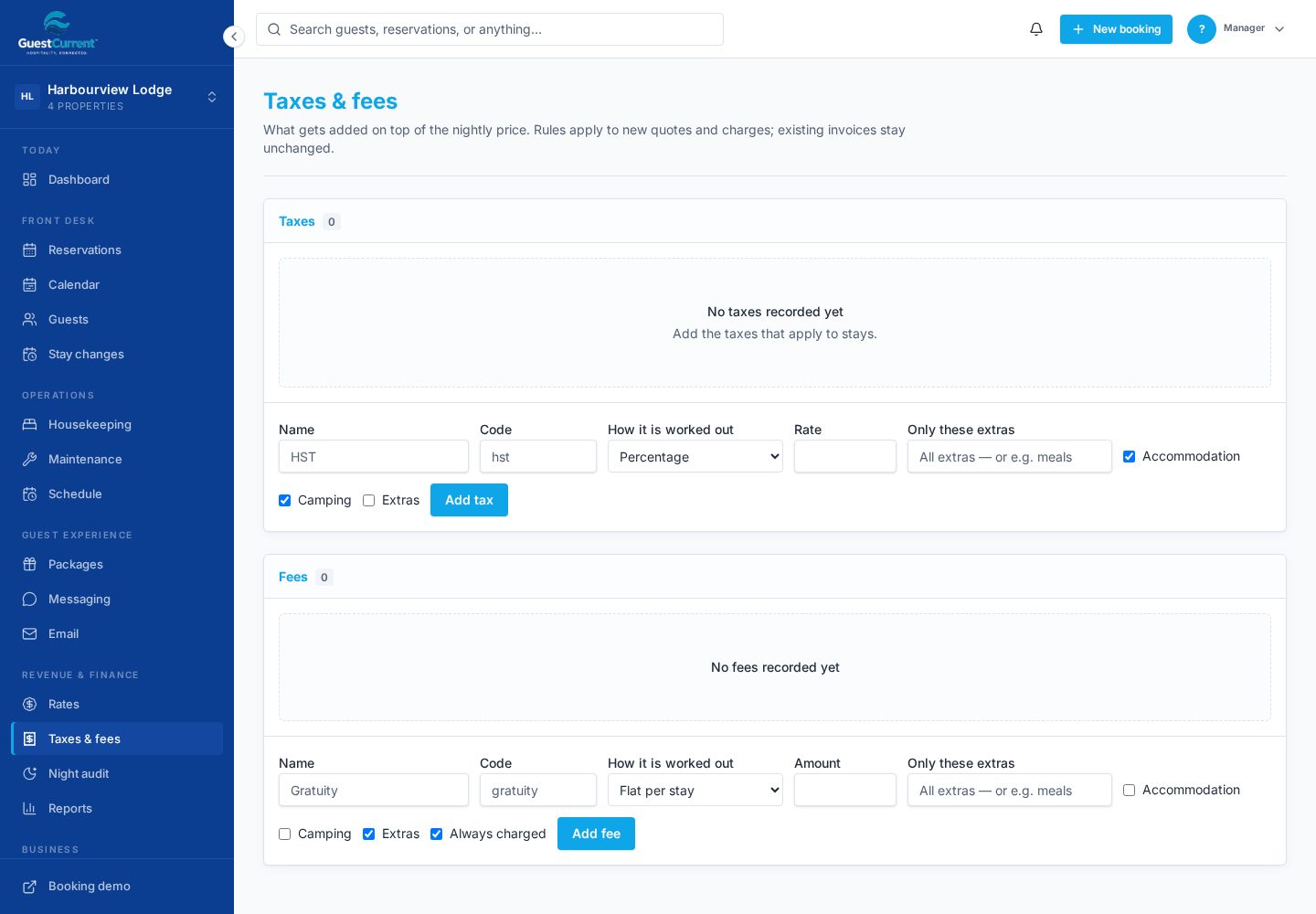 GuestCurrent payments & folios interface using fictional demonstration data